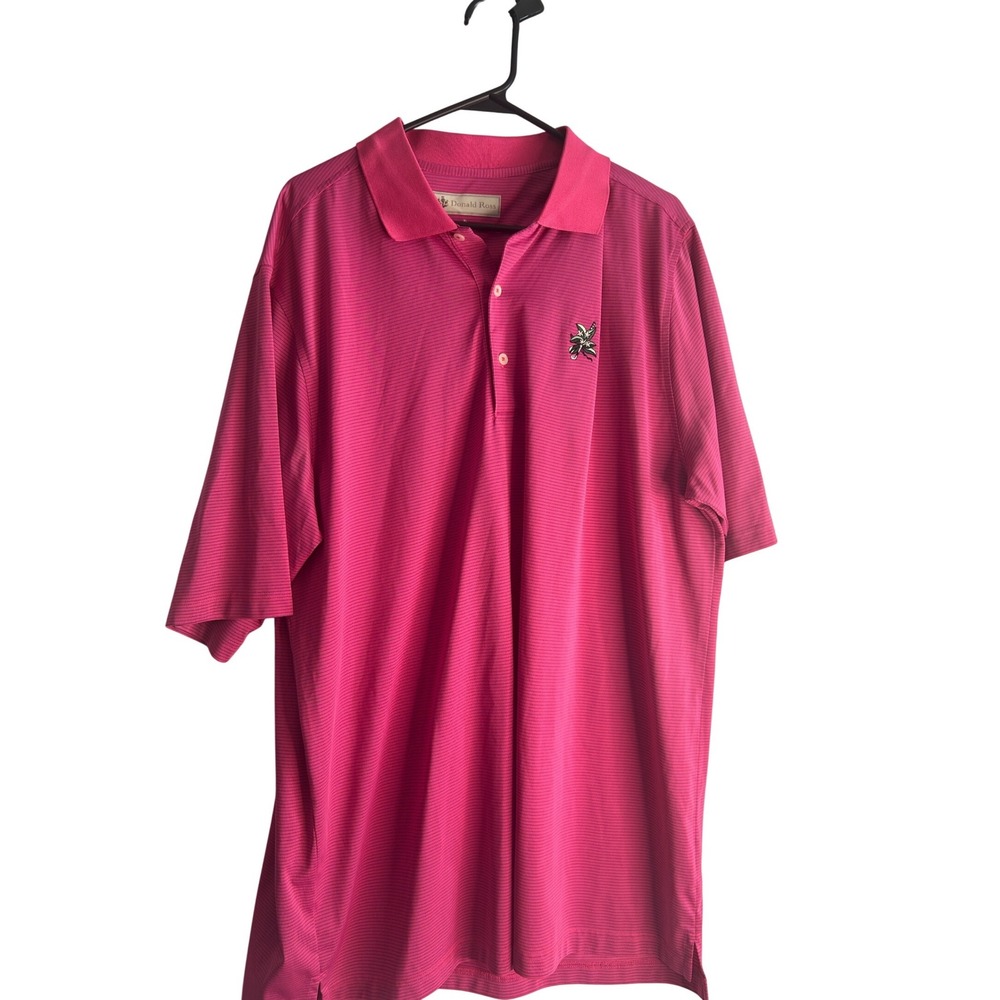 Donald Ross Mens Golf Polo Shirt XL Pink Purple Micro Stripe Performance Short